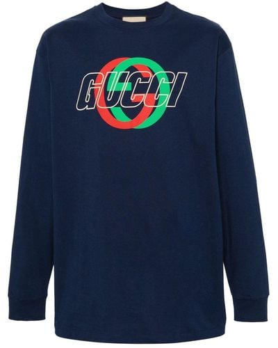 Gucci T-Shirt mit Logo-Print - Blau