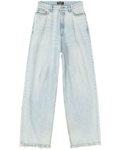 Balenciaga High-Rise-Jeans mit weitem Bein - Blau