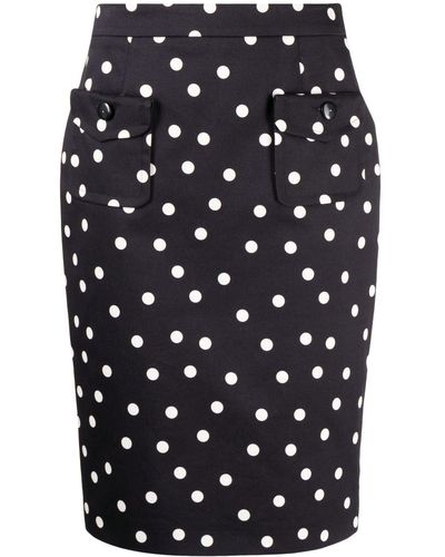 Paule Ka Polka Dot Print Pencil Skirt - Black