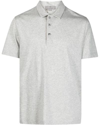 Canali Plain Cotton Polo Shirt - Gray