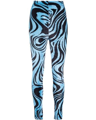 Philosophy Di Lorenzo Serafini Velvet Swirl-print leggings - Blue