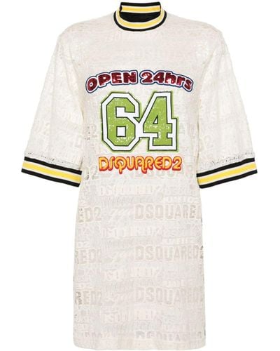 DSquared² 64 Lacey Maxi T-shirtjurk - Wit