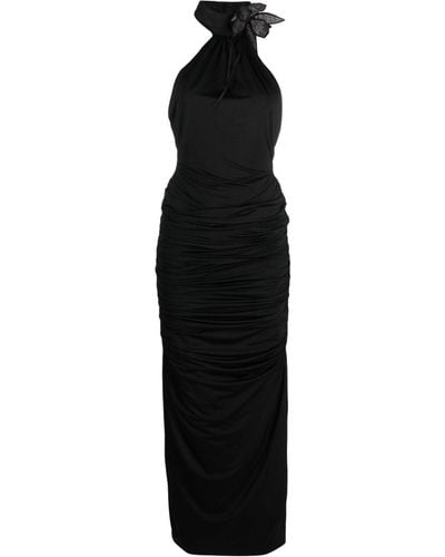 GIUSEPPE DI MORABITO Floral-appliqué Halterneck Gown - Black