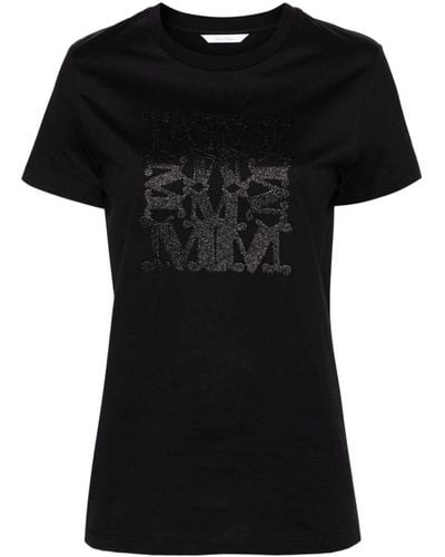 Max Mara T-shirt en coton à logo brodé - Noir