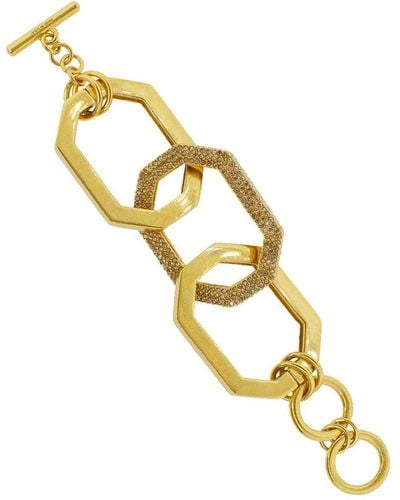 Oscar de la Renta Oversized Elongated Octagon Link Bracelet - Metallic