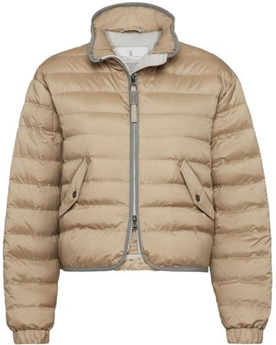 Brunello Cucinelli Stand-up Collar Quilted Puffer Jacket - Natural