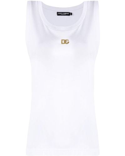 Dolce & Gabbana Tanktop Met Logoplakkaat - Wit