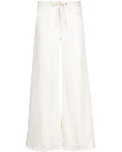 Mother Drawstring-fastening Wide-leg Jeans - White