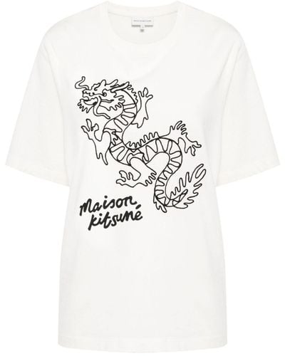 Maison Kitsuné T-shirt Chinese Dragon - Blanc