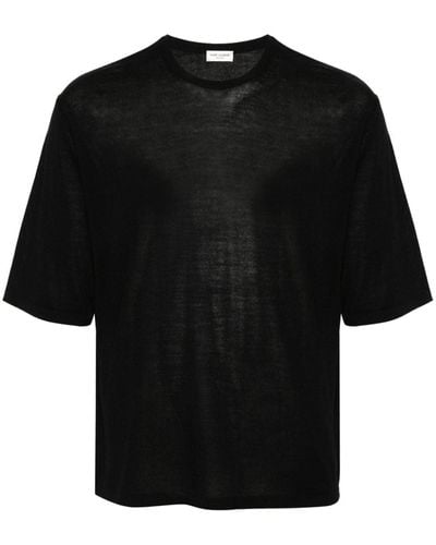 Saint Laurent Straight-hem Knitted T-shirt - Black