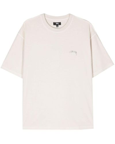 Stussy Lazy T-Shirt mit Logo-Print - Weiß