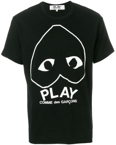 COMME DES GARÇONS PLAY T-shirt à logo imprimé devant - Noir