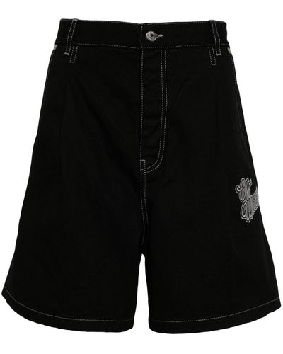 Off-White c/o Virgil Abloh Logo-appliqué Denim Shorts - Black