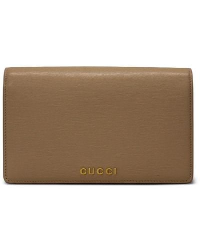 Gucci Logo-plaque Leather Wallet - Natural