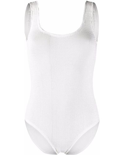 Bottega Veneta Crinkled Plisse Open-back Swimsuit - White