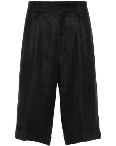 Peserico Pressed-crease linen shorts - Noir