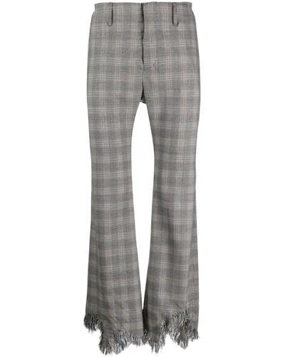 Facetasm Check-print Wool Pants - Grey