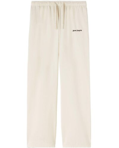 Palm Angels Embroidered-logo Track Trousers - Natural