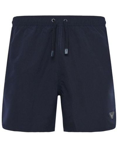 Emporio Armani Logo-patch Swim Shorts - Blue