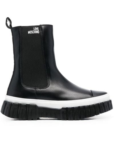 Love Moschino Logo-print Chelsea Boots - Black