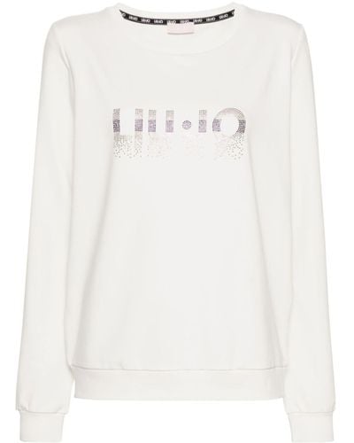 Liu Jo Jersey Sweater Met Logo - Wit