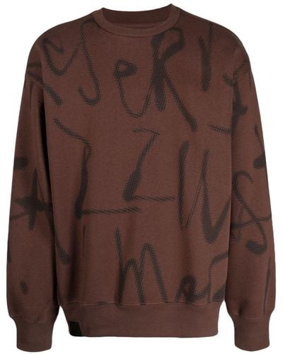 Izzue Graphic-print Jersey-texture Sweatshirt - Brown