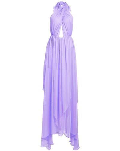 retroféte Ina Halterneck Silk Dress - Purple