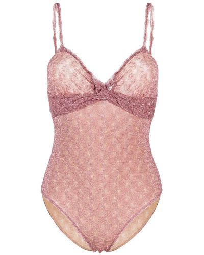 Missoni Lace-trim Glitter Swimsuit - Pink