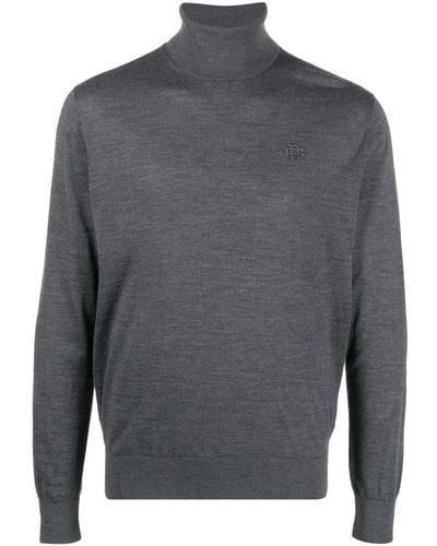 DSquared² Embroidered-logo Roll Neck Jumper - Grey