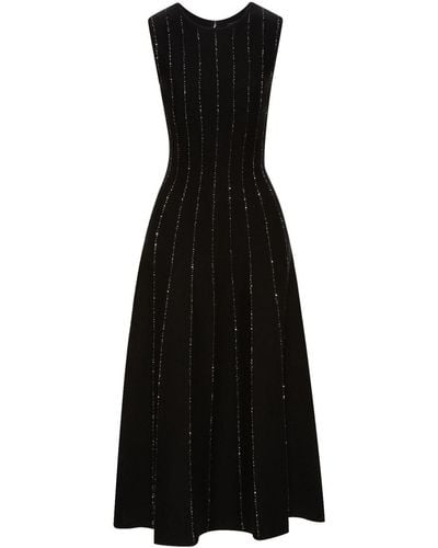 Oscar de la Renta Sequin-embellished Sleeveless Midi Dress - Black