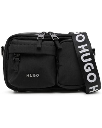 HUGO ロゴプレート メッセンジャーバッグ - ブラック