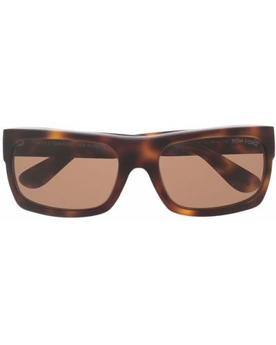 Tom Ford Eckige Sonnenbrille in Schildpattoptik - Braun
