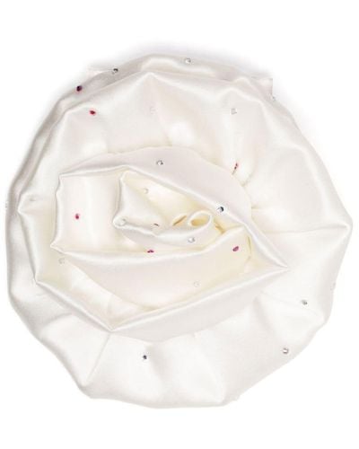 MANURI Floral-detail Silk Brooch - White