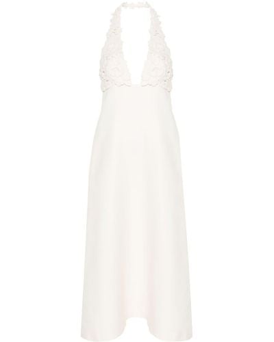 Valentino Garavani Floral-appliqué Crepe Maxi Dress - White
