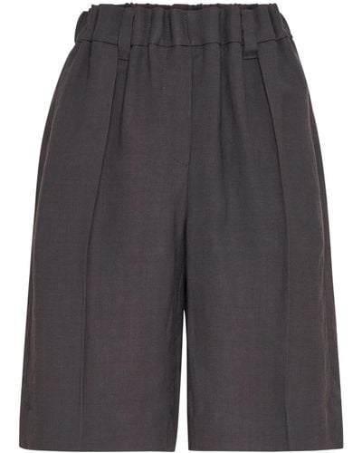 Brunello Cucinelli Knee-length Linen-blend Shorts - Grey