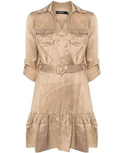 Lauren by Ralph Lauren Long-sleeve Flared-hem Minidress - Natural