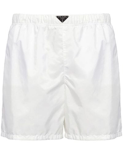 Prada Triangle-logo Swim Shorts - White