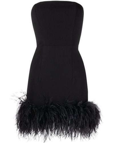 16Arlington Minelli Feather-trim Strapless Minidress - Black