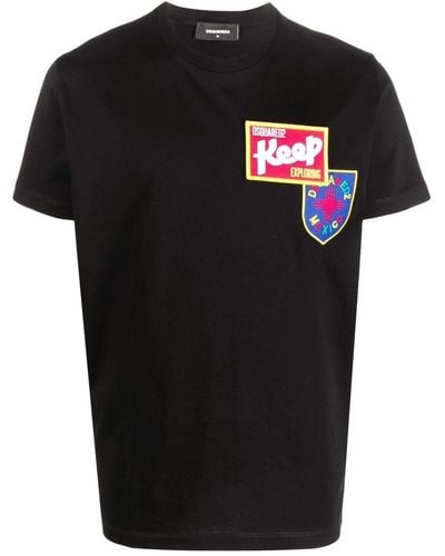 DSquared² T-Shirt mit Logo-Patch - Schwarz