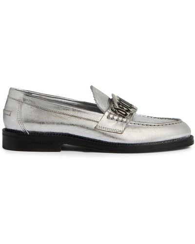 DSquared² Gothic Metallic-finish Leather Loafers - White