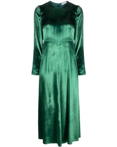 RED Valentino Velvet-effect Long-sleeve Midi Dress - Green