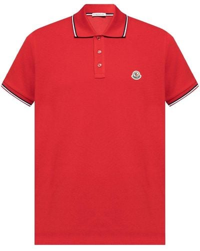 Moncler Poloshirt mit Logo-Applikation - Rot