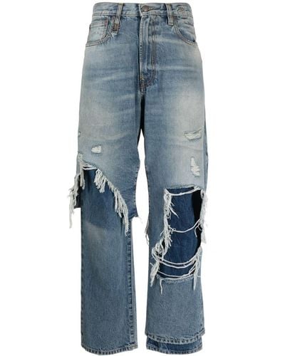 R13 Distressed Wide-leg Jeans - Blue