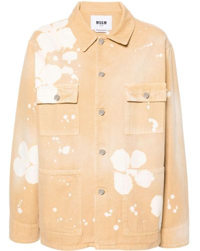 MSGM Hemdjacke mit Batikmuster - Natur