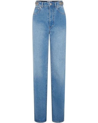 Rabanne Chain-embellished Straight-leg Jeans - Blue