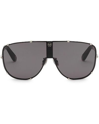 Philipp Plein Stud Pilot-frame Sunglasses - Grey