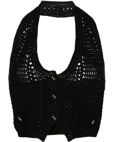 The Mannei Tya Chunky-knit Crop Top - Black