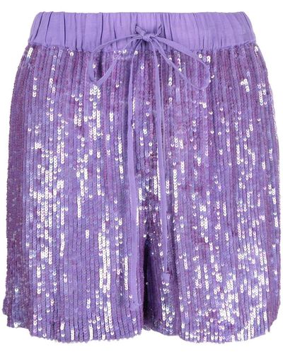 P.A.R.O.S.H. Short orné de sequins à lien de resserrage - Violet