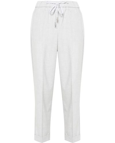 Peserico Bead-detail Chambray Trousers - White
