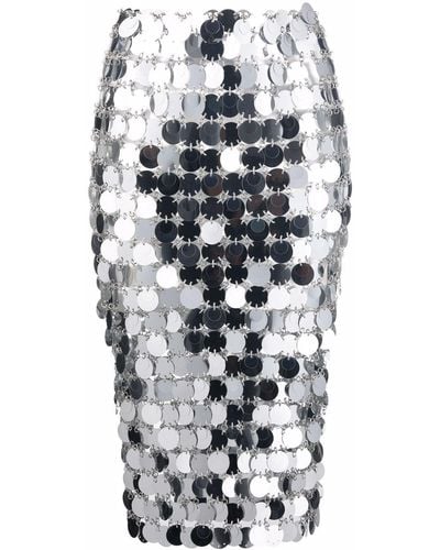 Rabanne Mirror-effect Sequin Midi Skirt - Grey